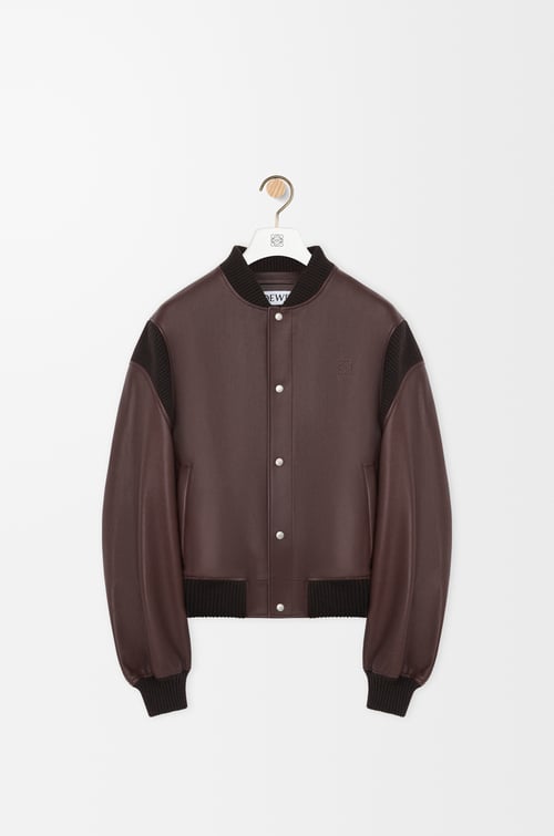 LOEWE Bomber jacket in nappa lambskin Chocolate Brown