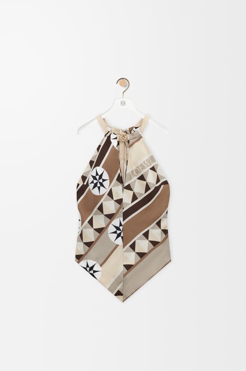 LOEWE Haut licou en soie Beige/Multicolore