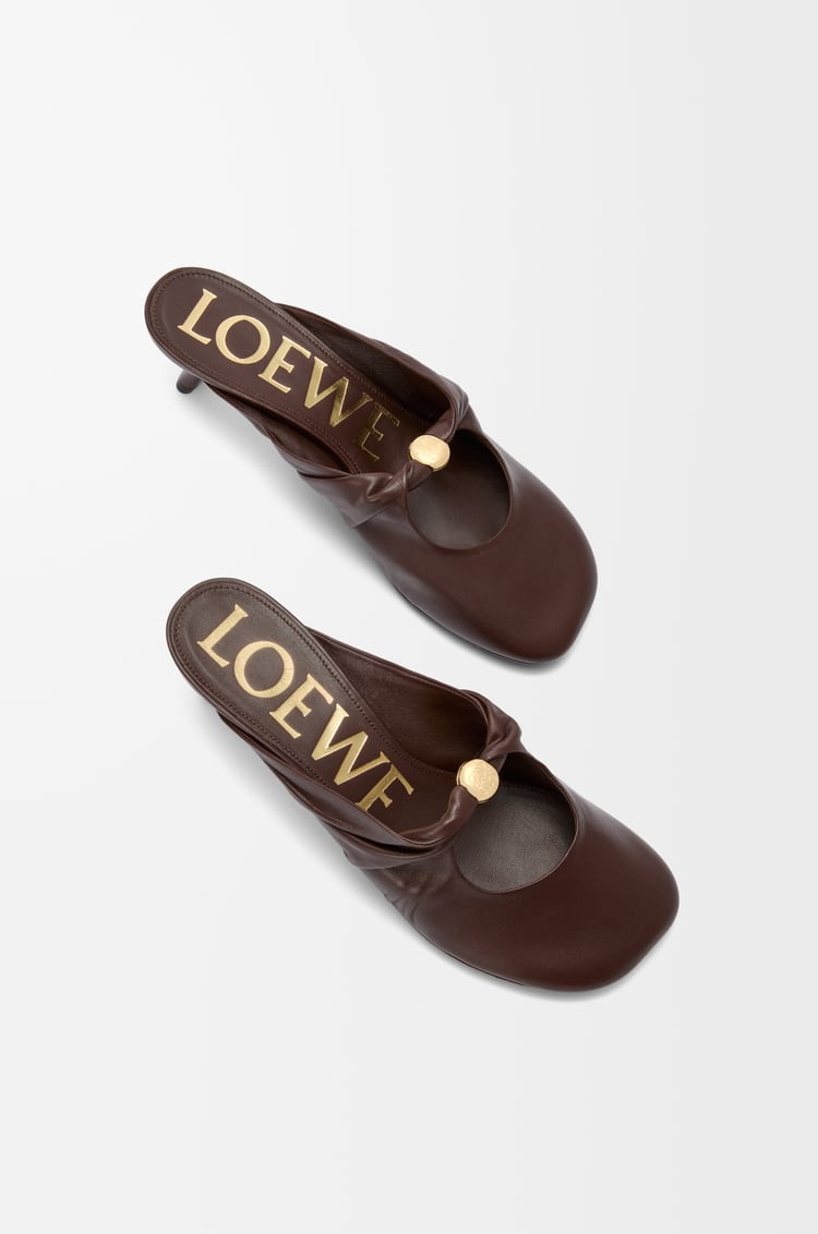 LOEWE Pebble Soft Pantolette aus Nappa-Lammleder Brownie